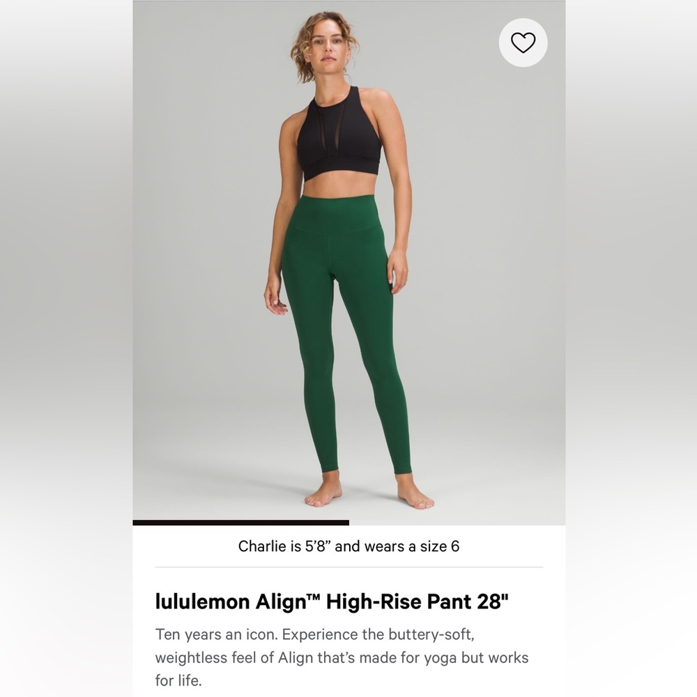 Lululemon “Everglade Green” Align High-Rise Leggings 28”